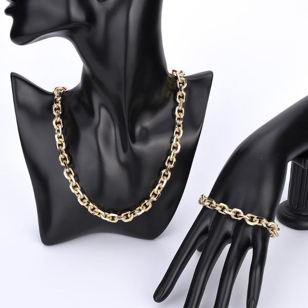 

chains fashion gold plated jewelry wholesale chain bracelets necklaces set, Silver