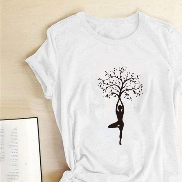 

lady tree printing t shirts women summer graphic tees harajuku shirts for women fashion crew neck female camisetas mujer, White
