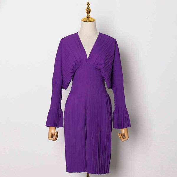 

luxury party evening dress niche dign temperament french celebrity v-neck waist pleated short a-line in spring 2021, Black