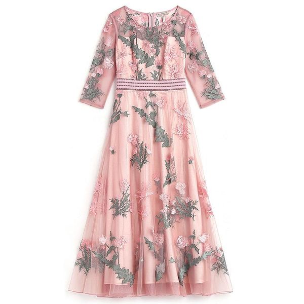 

2021 spring and summer embroider pink dress fairy skirt, Black;gray