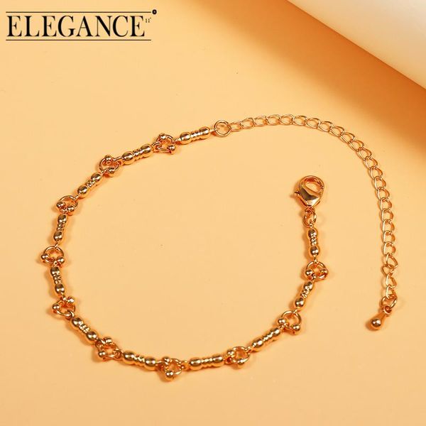 

anklets elegance11 2021 fashion sandals anklet beach bare chain bright gold metal jewelry round bead summer accessories, Red;blue