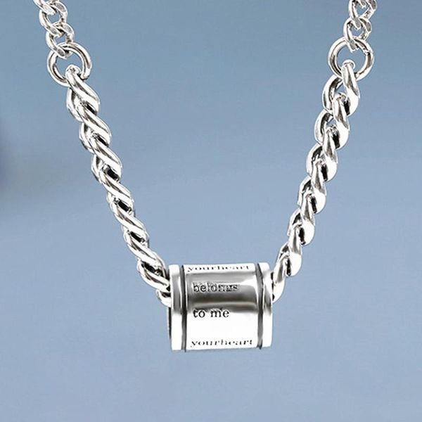 

chains cylindrical letter thick chain pendant clavicle necklace female retro thai silver lady jewelry travel souvenir gift