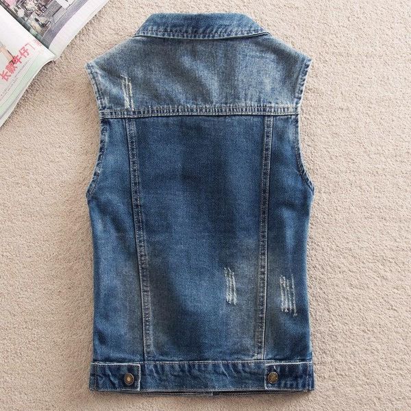 

women's vests female denim vest spring autumn jacket vintage jeans short plus size 4xl women clothing casual jean coat, Black;white