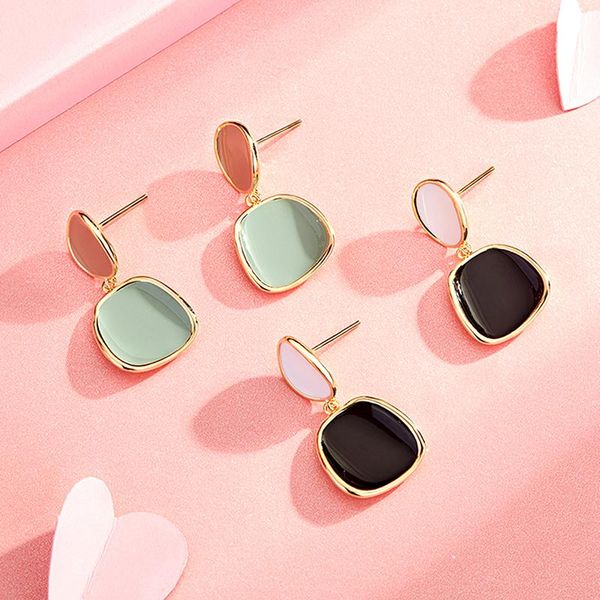 

dangle & chandelier korean statement drop earrings for women 2021 fashion jewelry vintage geometric round sequin hanging gold earring, Silver