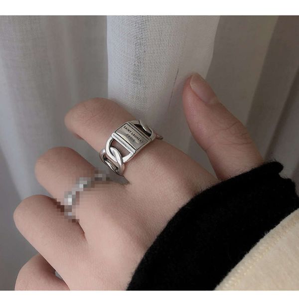 

hbp fashion niche design chic cool wind simple wide version chain letter ring metal hollow adjustable, Silver