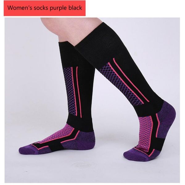

thermal skiing socks thicken cotton outdoor sports leg warmer long stockings, Black