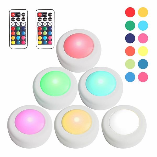 

12 color touch sensor led under cabinet light rgb dimmable led puck lamp for cabinet wardrobe rgb indoor lighting night lamp