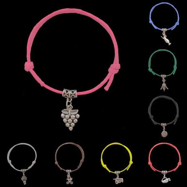 

charm bracelets colorful grape bottle opener cap make wine adjustable handmade rope bracelet for women men lady elegant jewelry party gift, Golden;silver