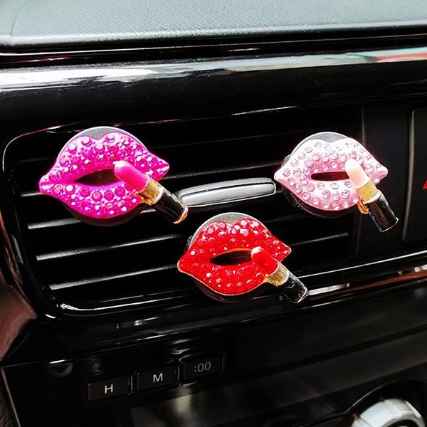 

car air freshener red diamond lipstick conditioner outlet clip lips accessories interior woman perfume