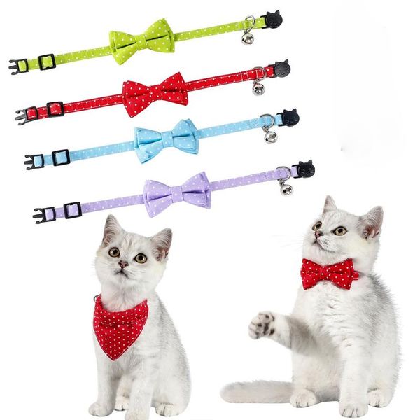 

cat collars & leads flower polka dot bow collar kitten accessories breakaway buckle pet supplies detachable