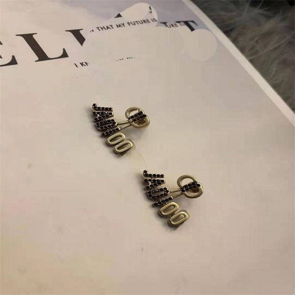

aaa designer jewelry 2021 letter black fashion 925 silver needle earrings 4rhg