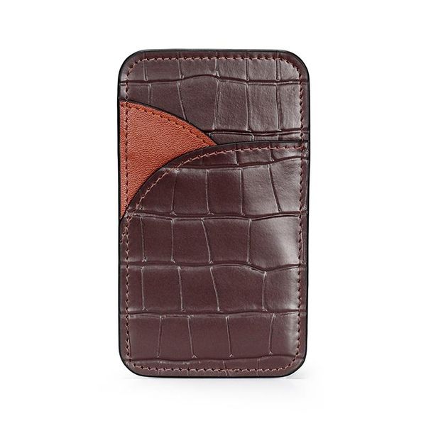 

card holders arrivals split leather personality fashion color matching holder multi-function slot for female, Brown;gray
