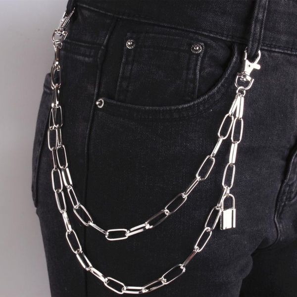 

metal keychain for women men pant jeans hip hop punk rock trousers chains street key chain, Black;brown