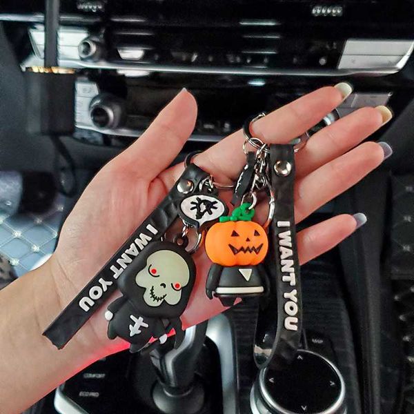Хэллоуин мультфильм тыквенная тыква Ghost брелок для женщин человек милый ключ цепь кольцо сумка подвесной автомобиль висит ювелирные изделия аксессуары H0915