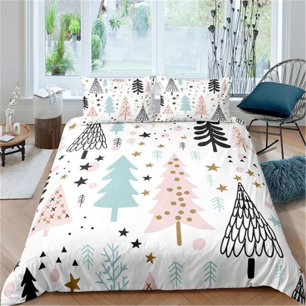 

bedding sets home textile christmas tree snowflake pattern comfortable duvet cover pillowcase festive atmosphere set bedroom decor