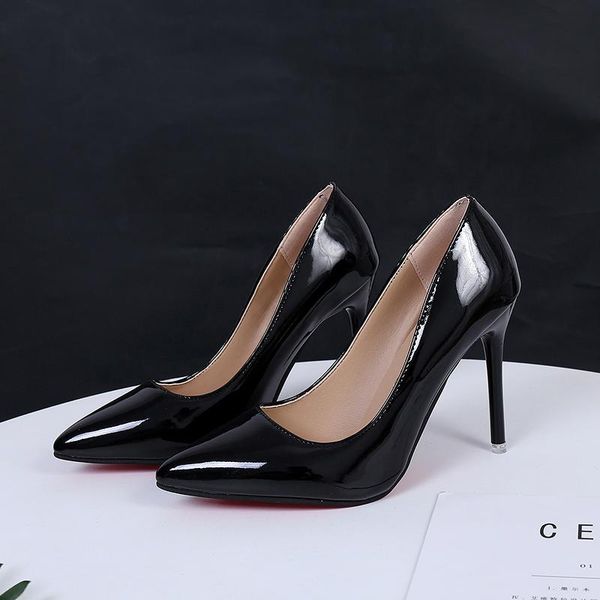 

dress shoes rivet woman black pumps 2021 high heels stiletto pu leather elegant women fetish nude thin party