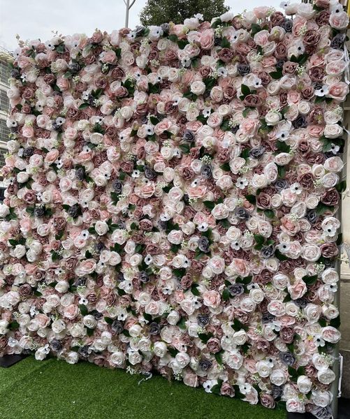 

3d artificial flower wall panels wedding background decoration fake flowers white gray green with event gy841
