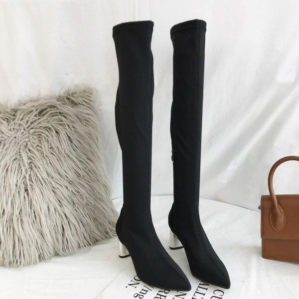 

boots sharp high heeled tube in autumn and winter of 2021, Black