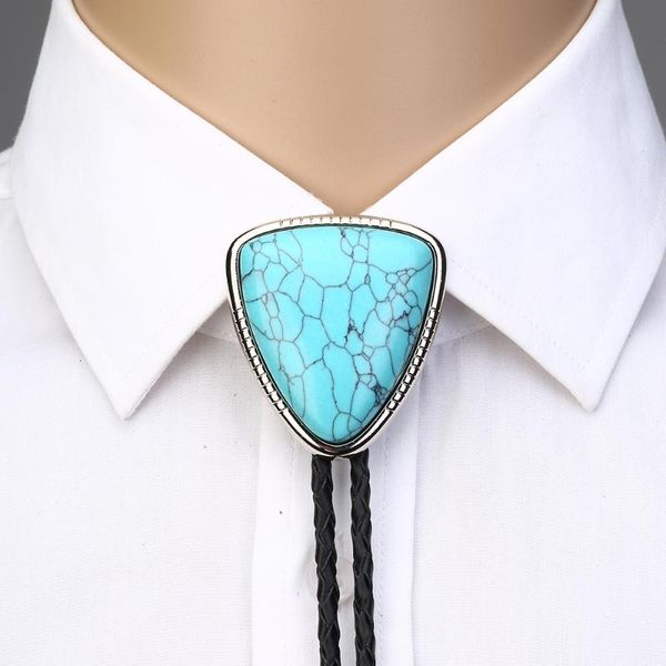

neck ties kdg western cowboy zinc alloy bolo tie triangle point natural stone shirt accessories, Blue;purple