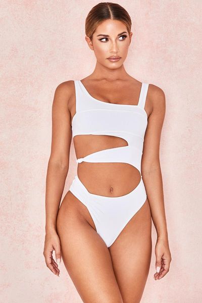 

women's swimwear 2021 white one piece swimsuit women cut out push up monokini bathing suits beach wear swimming suit for, White;black