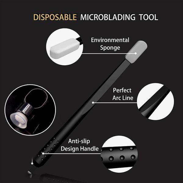 

10pcs microblading eyebrow tattoo pen professional disposable microblading tool wtih ring ink cup for permanent makeup