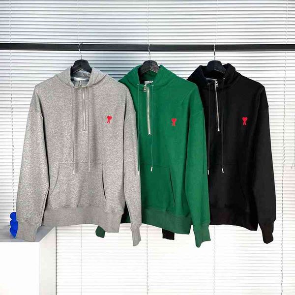 

Men's Hoodies & Sweatshirts europen fashion sweater zipper half hoodies sweatshirts knitwear embrodiery heart sweaters long sleeve slim fitn, Black