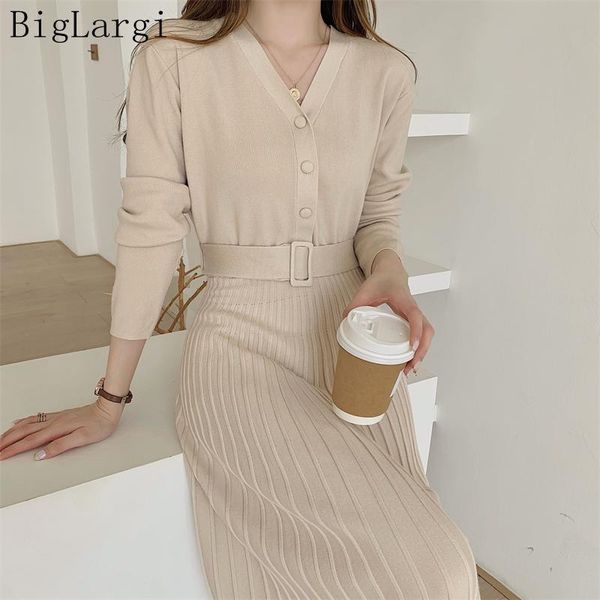 

casual dresses women knitted stripped long sleeve sweater dress spring autumn woman clothing ladies vogue femme 2021, Black;gray