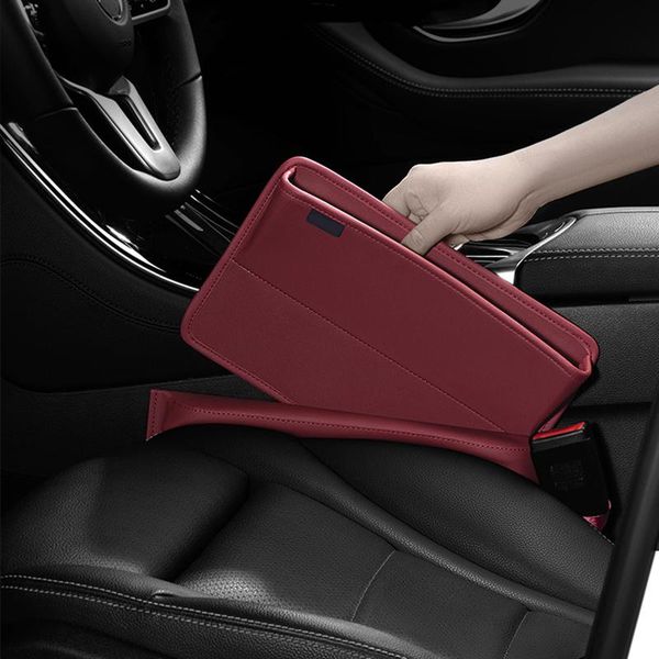 

car organizer leather seat slot storage box gap plug filler two in one crevice phone holder interior decoration accessories