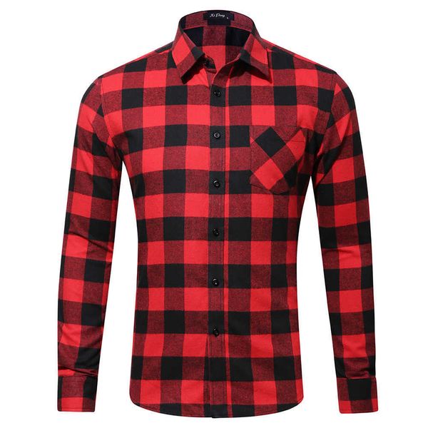 

flannel plaid shirt for men100% cotton spring autumn casual long sleeve shirts soft comfort styles brand man us size oversize 210628, White;black