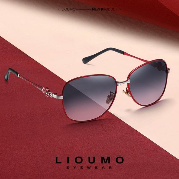 

sunglasses lioumo retro women polarized glasses fashion travelling eyewear anti-glare driving goggle gradient gafas de sol mujer, White;black