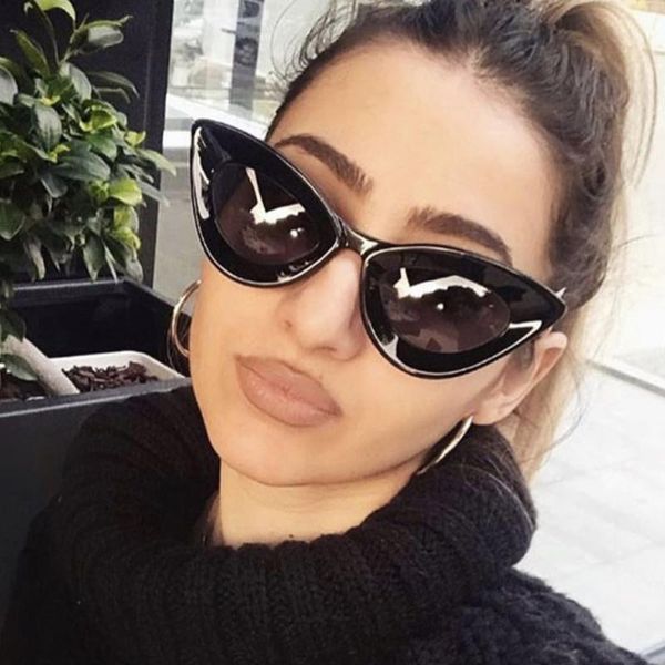 

sunglasses simprect 2021 cat eye women fashion retro black small sun glasses brand design vintage luxury sunglass yj1116, White;black