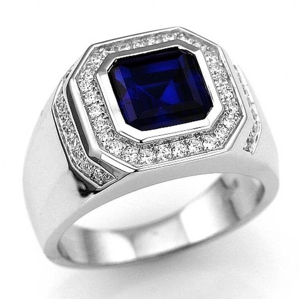 

wedding rings fashion men blue crystal alloy engagement for ring vintage jewelry knuckle, Slivery;golden
