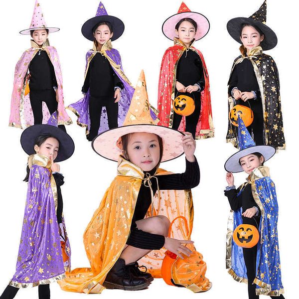 

halloween cloak cosplay witch wizard cloak children's five-star bronzing cloak witch performance costume, White