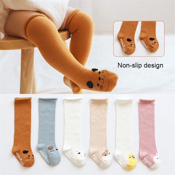 

socks 3pair/lot autumn winter cotton baby non-slip girl cartoon born knee high long crimping girls for 1-3t, Pink;yellow