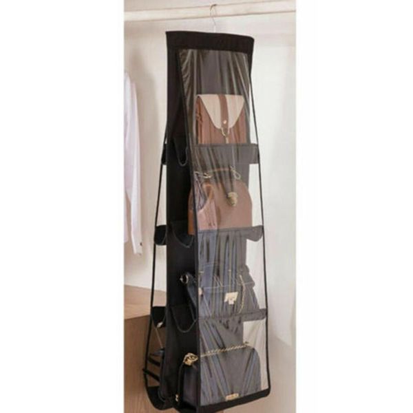 

storage bags anti-dust bag 8 pockets large hanging wardrobe closet clear handbag