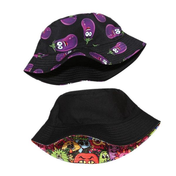 

caps & hats imcute uv protection wide brim fisherman cartoon print bucket funny summer, Yellow