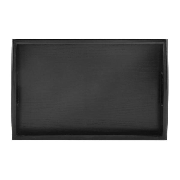 

dishes & plates serving tray large black wood rectangle butler breakfast trays with handles easy to grip promotion