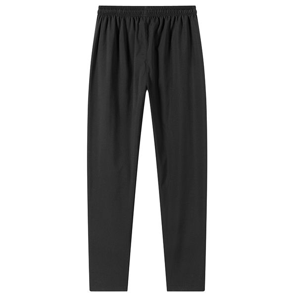 

men casual sports pants 2021 new thin straight trousers ice feeling microelasticity breathable drawstring ankle length pants men, Black