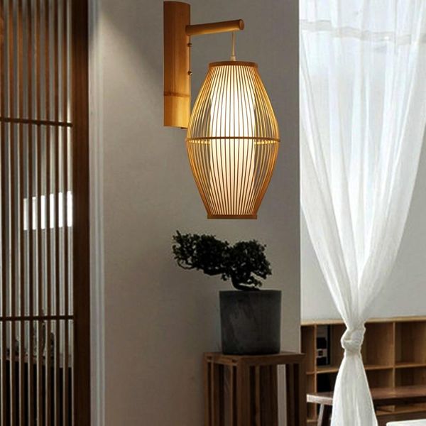 

japanese wall lamp for living room bedroom shop wooden wall lights bamboo wicker rattan lantern lampshade oriental lamp