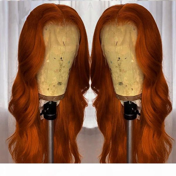 

orange red water wave 13x4 6 lace part wig swiss lace middle part u part wigs body wave for black women with baby hair, Black;brown