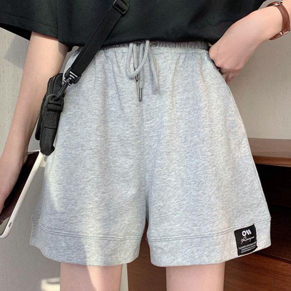 

women's shorts pants summer korean style loose straight-leg hong kong-style tide harajuku casual five-point wide-leg sports, White;black