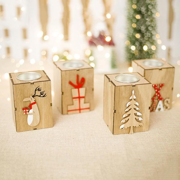 

candle holders christmas wood candlesticks holder table lamp for light decorations
