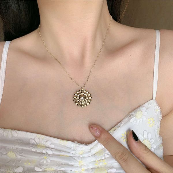 

hbp fashion gold plated engraved pattern lock green bone temperament personality pendant necklace female trend, Silver