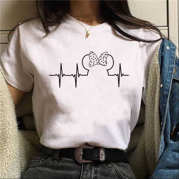 

new women t shirts casual harajuku mouse printed tee summer female t shirt short sleeve t shirt for women clothing, White