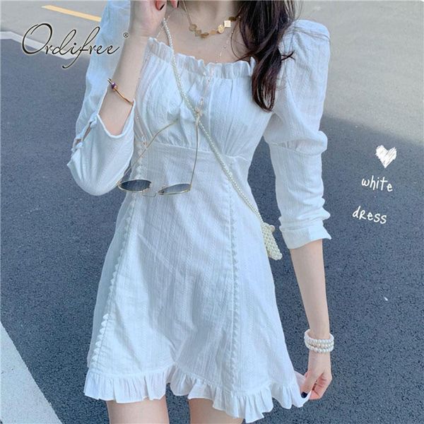 

ordi2021 summer women white party mini dress backless ruffle lace crochet tunic elegant vacation dress, Black;gray