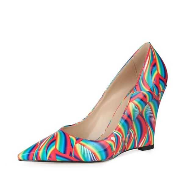 

dress shoes anti-slippery fashion wedge heel mixed colors pumps for young women girls customized big size high, Black