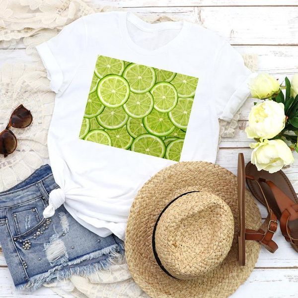 

women graphic lemon fruit beach printed cute fashion cartoon 90s lady clothing female tees print t shirt womens t-shirt, White