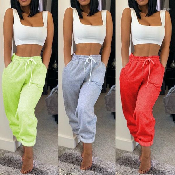 

running pants women sweatpants high waist sport gym sports casual ladies yoga fitness long jogger trousers1, Black;blue