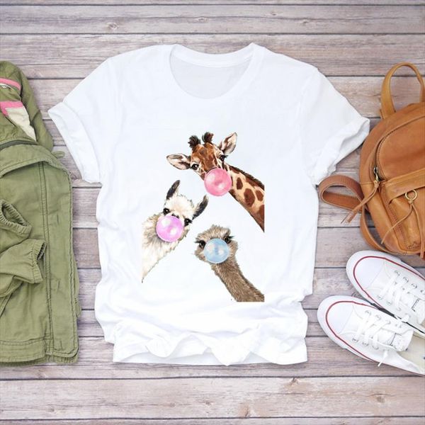 

men cartoon giraffe funny mens t shirts animal 90s short sleeve print lady graphic ladies female tee, White;black