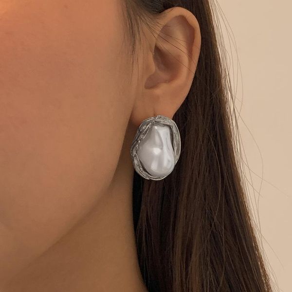 

dangle & chandelier vintage baroque imitation pearl earring stud court style eardrop piercing earrings 2021trend women jewelry wedding acces, Silver